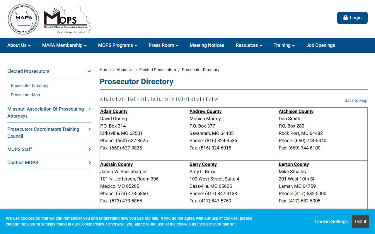 Howard County Circuit Clerk-Recorder Missouri prosecutors directory context