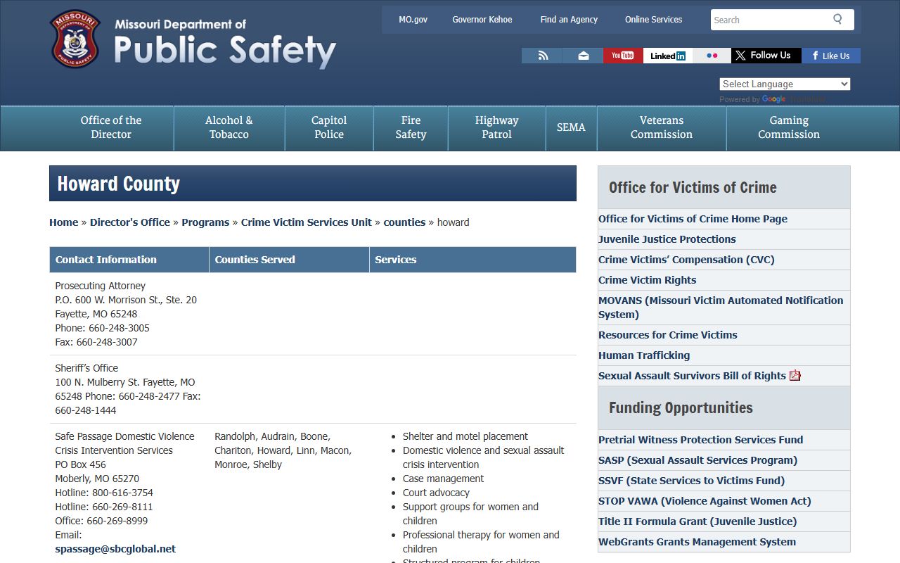 Howard County arrest records and charges prosecutor victim services directory