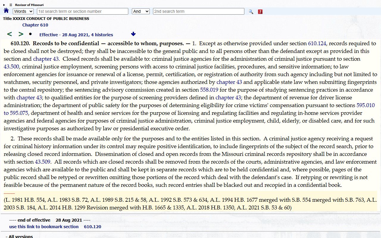 Howard County criminal court records closed criminal records statute