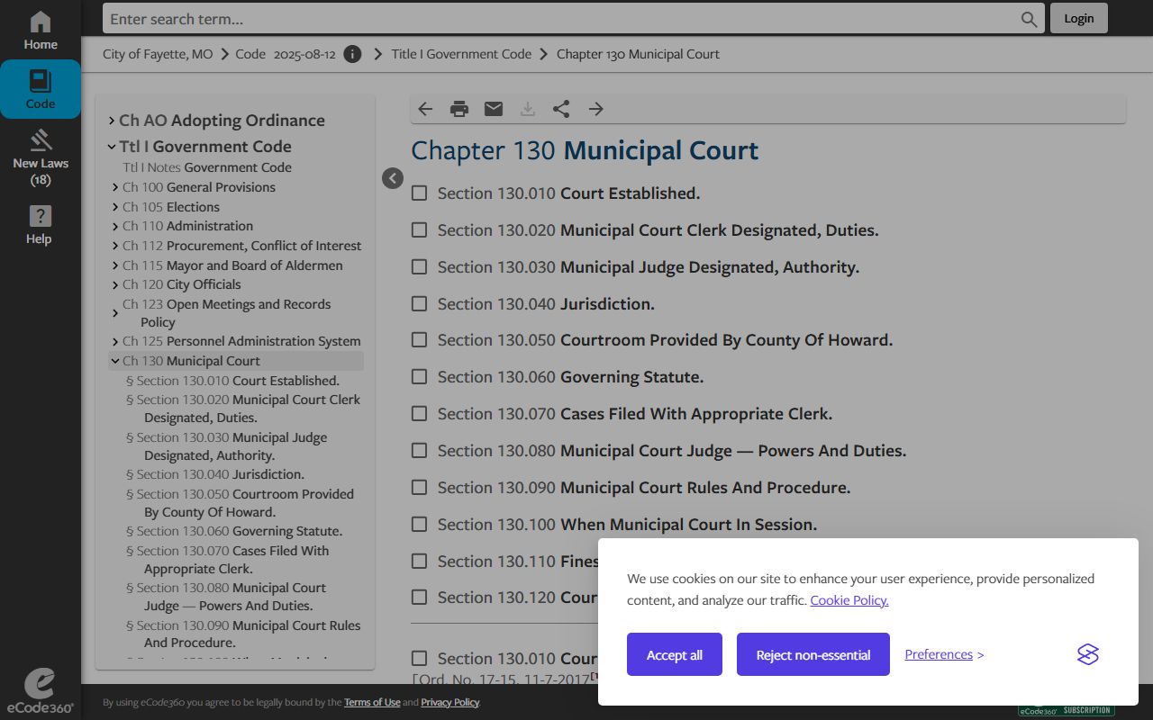 Howard County Circuit Court municipal division records in Fayette