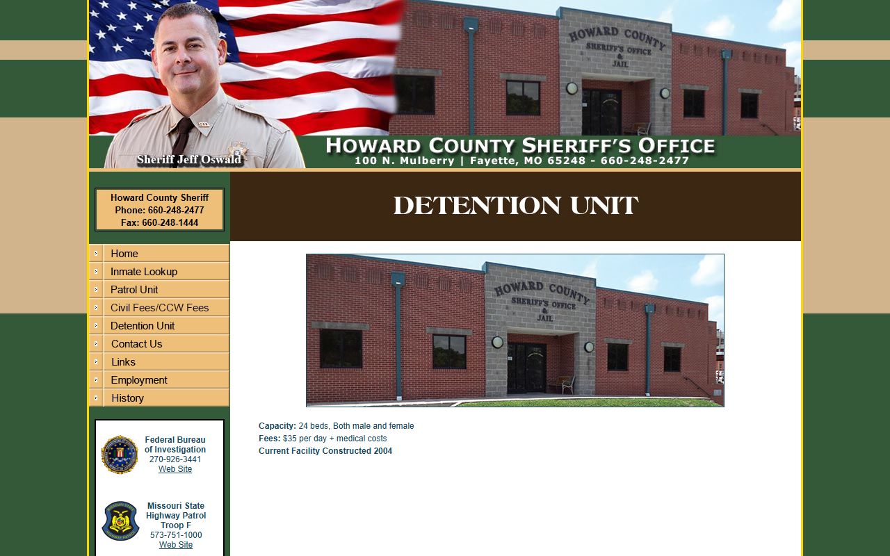 Howard County inmate records detention unit facility source