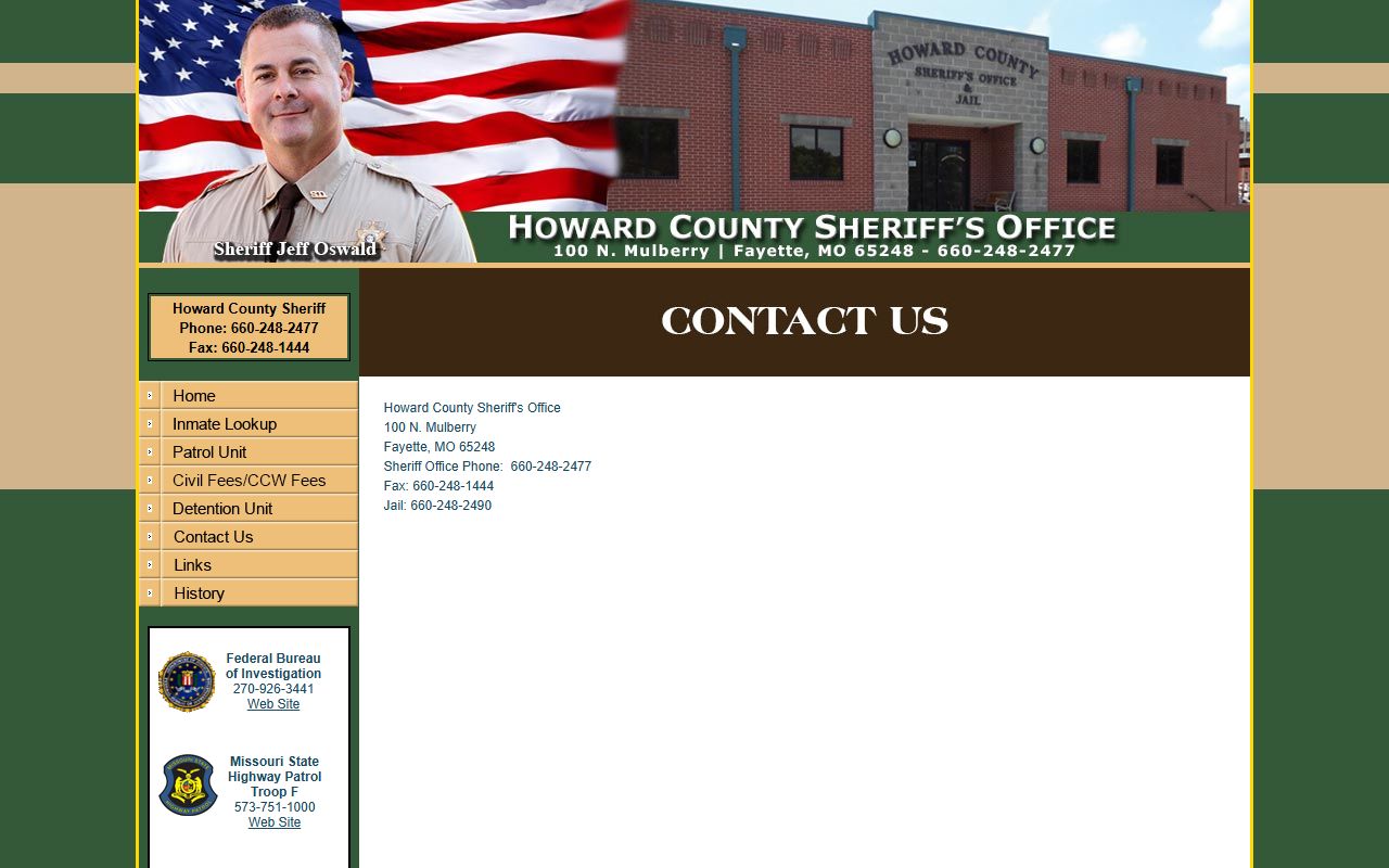 Howard County inmate records sheriff and jail contact page