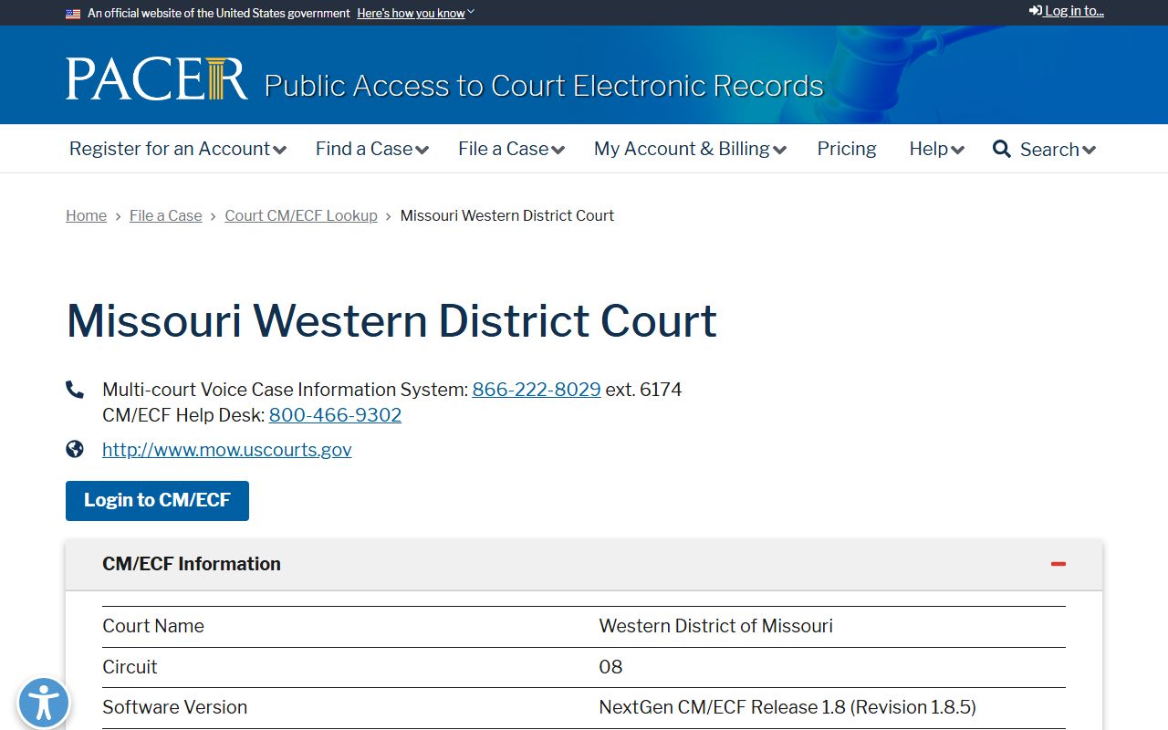 Howard County probate records PACER Western District Missouri court code