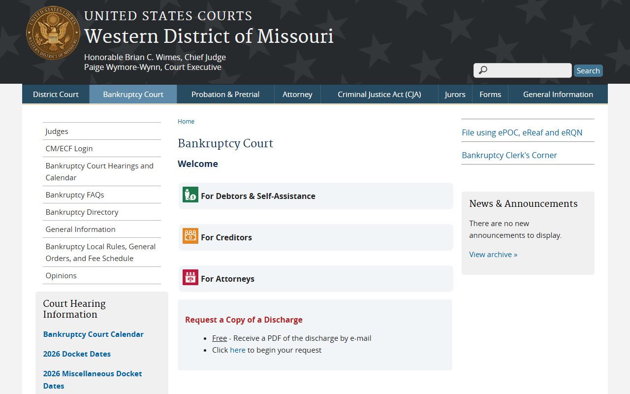 Howard County probate records Western District Missouri bankruptcy page