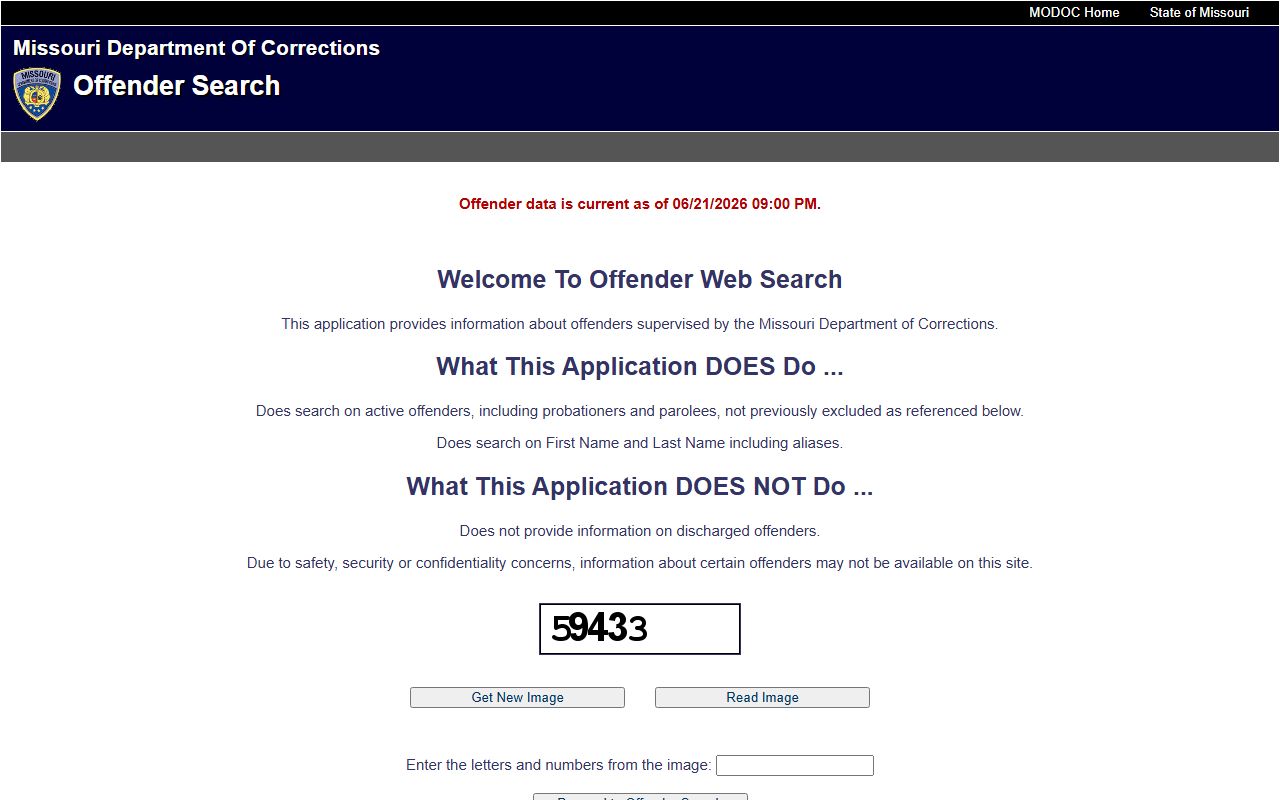 Howard County warrant records Missouri DOC offender search fallback